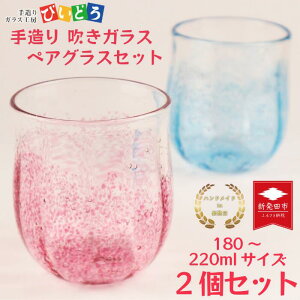 【ふるさと納税】 手造り 吹きガラス ペアグラス ハンドメイド 手作り ペア 夫婦 カップル マイグラス ガラス グラス おしゃれ オシャレ お洒落 結婚祝い 退職祝い 記念 誕生日 記念日 ギフト プレゼント 新潟県 月岡温泉 観光 月岡 温泉 新潟 新発田 びいどろ biidoro001