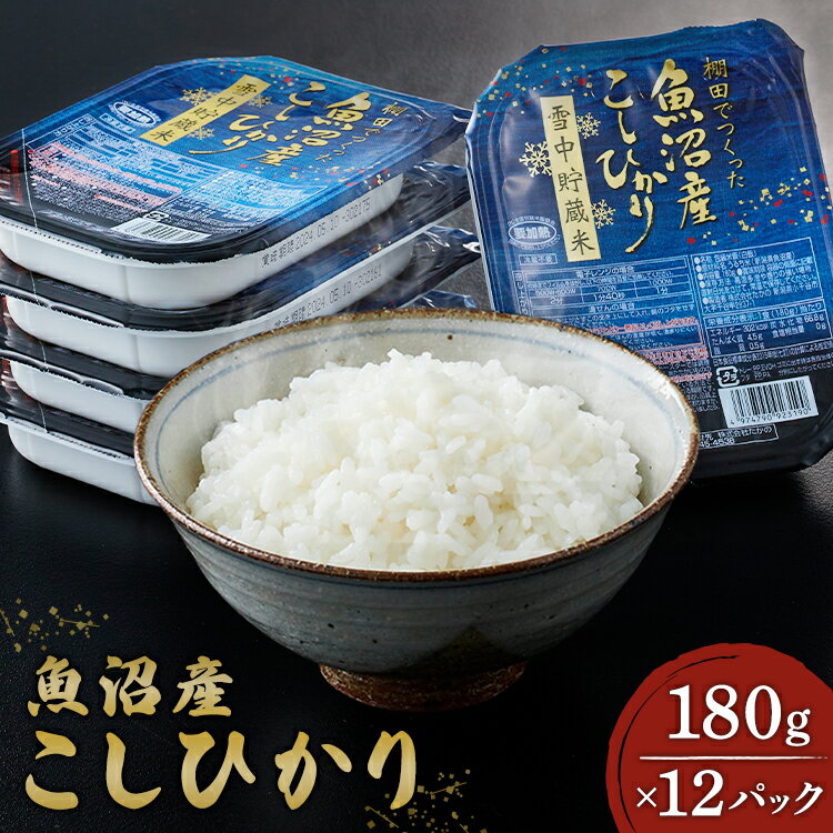 1位! 口コミ数「9件」評価「4.33」ごはんパック 魚沼産コシヒカリ 雪中貯蔵米 180g × 12個 r05-A3007