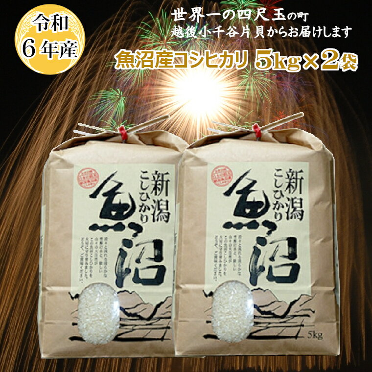 令和6年度産 魚沼産コシヒカリ 10kg(5kg×2袋) 精米 世界一の四尺玉の町 片貝町 米萬 [0002-0162-01]