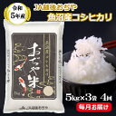 【ふるさと納税】＜令和5年産＞（定期便）魚沼産コシヒカリ定期便 5kg3袋×4回（毎月お届け）（JA越後おぢや）60kg 白米 r05-123-4JA