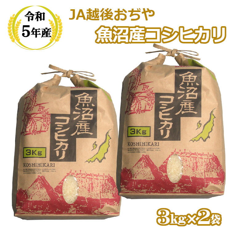 【ふるさと納税】＜令和5年産＞ 魚沼産コシヒカリ3kg×2袋【クラフト袋入り】（JA越後おぢや）白米 魚沼 米 r05-15-1JA