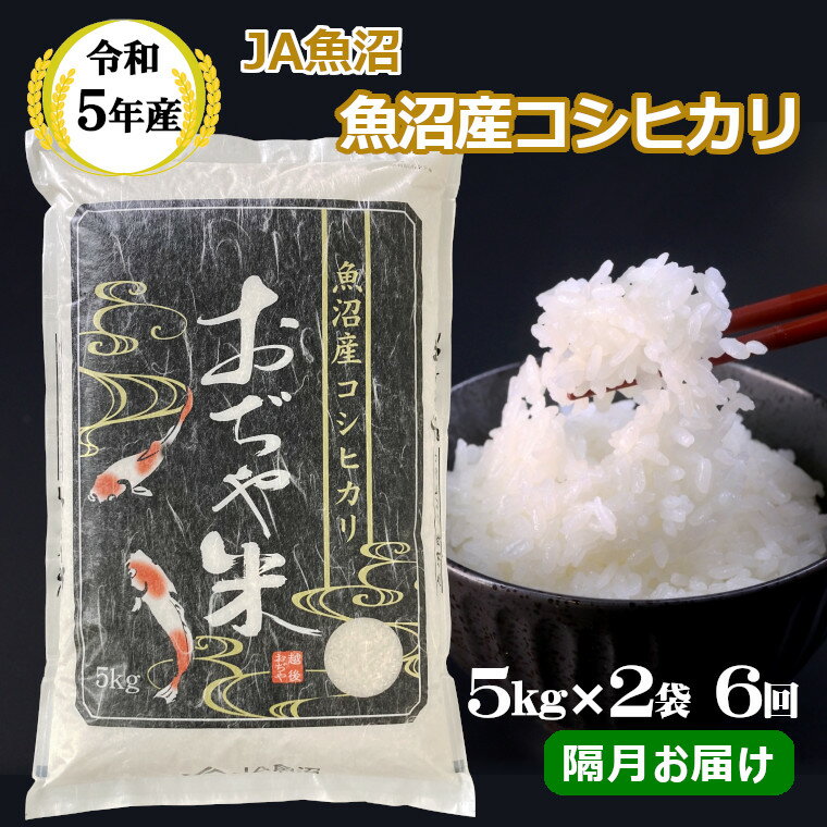 4位! 口コミ数「0件」評価「0」＜令和5年産＞（定期便）魚沼産コシヒカリ定期便 5kg2袋×6回（隔月お届け）（JA魚沼）60kg 白米 r05-123-3JA