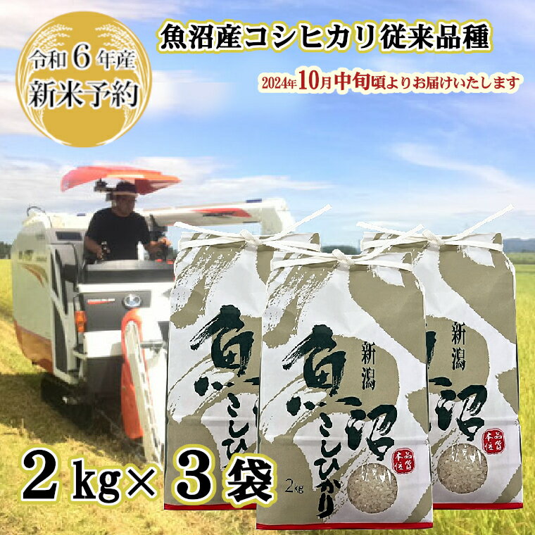 26位! 口コミ数「0件」評価「0」【令和6年産 新米予約】昔ながらの魚沼産コシヒカリ2kg×3袋（6kg） 【従来品種】 農園ビギン 早期受付 2024年10月中旬から発送開･･･ 