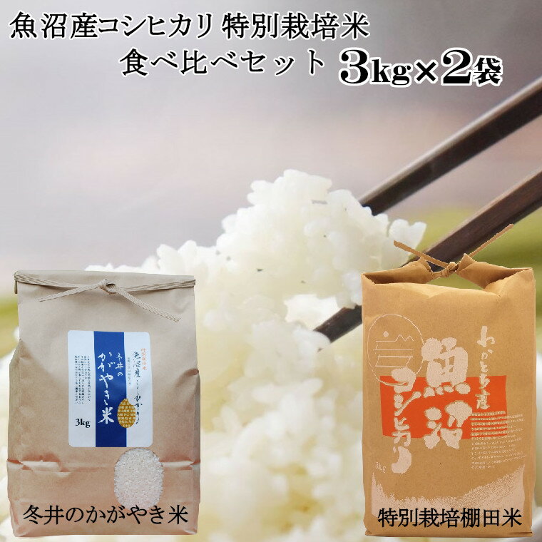 魚沼産コシヒカリ3kg2袋 特別栽培米食べ比べセット(Mt.ファーム わかとち)(アスカ冬井) 16P55