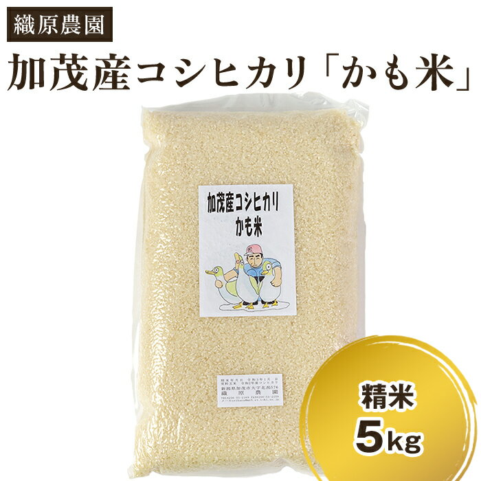 【ふるさと納税】【令和5年産新米】【無農薬・無化学肥料】新潟産コシヒカリ「かも米」精米5kg 白米真空パック 従来品種コシヒカリ 加茂市 織原農園