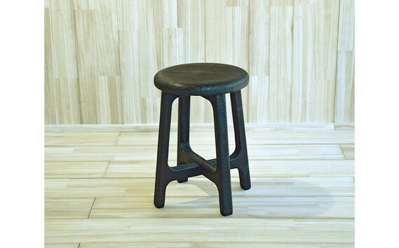 桐のラウンドスツール H45（焼杢）天然無垢の桐でできた椅子《サイズ：約W365 D365（座面φ320） H450（mm）・重さ：約1.8kg》家具インテリア 加茂市 イシモク