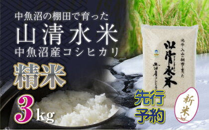 【新米先行受付】新潟県魚沼産コシヒカリ「山清水米」精米3kg　【十日町市】　お届け：2024年10月上旬から順次発送します。