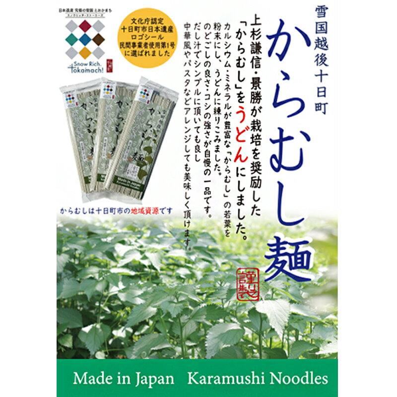 【ふるさと納税】【豊富な栄養！】雪国越後十日町からむし麺（うどん） 10束入りギフト（200g×10束） 　【 うどん 麺 麺類 からむし 新潟 】　お届け：順次発送