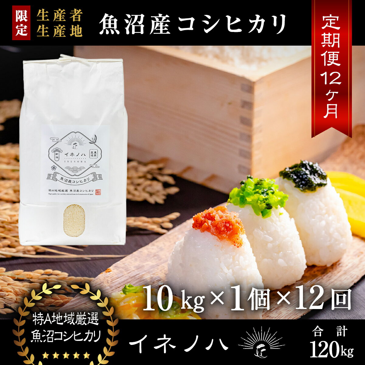 30位! 口コミ数「0件」評価「0」＜定期便・全12回＞【令和5年産】魚沼産コシヒカリ「イネノハ 」精米(10kg×1)×12回　【定期便・ お米 白米 ご飯 産地直送 ミネラ･･･ 