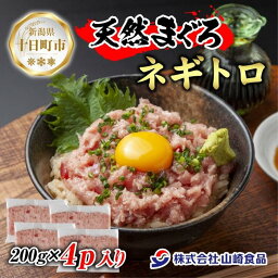 【ふるさと納税】天然 まぐろたたき 200g×4パック 計800g メバチマグロ キハダ ビンチョウ 冷凍 マグロ まぐろ ねぎとろ ネギトロ 海鮮丼 手巻き 寿司 お取り寄せ 送料無料 山崎食品 新潟県 十日町市　【 魚貝類 冷凍 旨み 便利 小分け パック 】