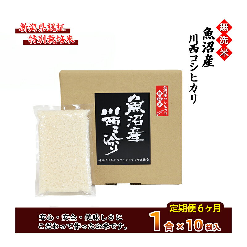 【ふるさと納税】【定期便／全6回】無洗米 魚沼産こしひかり1合×10袋 新潟県認証特別栽培米 令和5年度米　【定期便・お米・コシヒカリ】　お届け：準備でき次第、順次発送