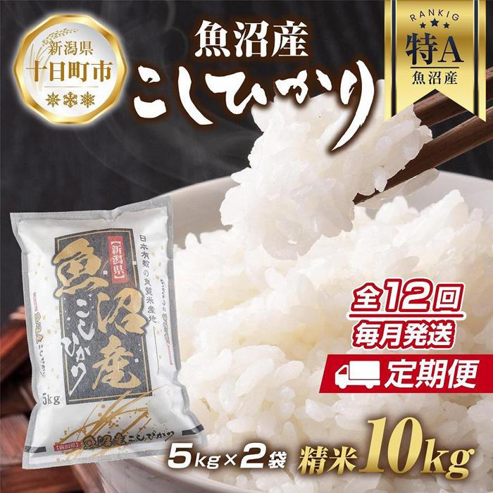 53位! 口コミ数「0件」評価「0」【定期便】新潟県 魚沼産 コシヒカリ お米 10kg×計12回 精米済み 年間 毎月発送 こしひかり （お米の美味しい炊き方ガイド付き）　【･･･ 