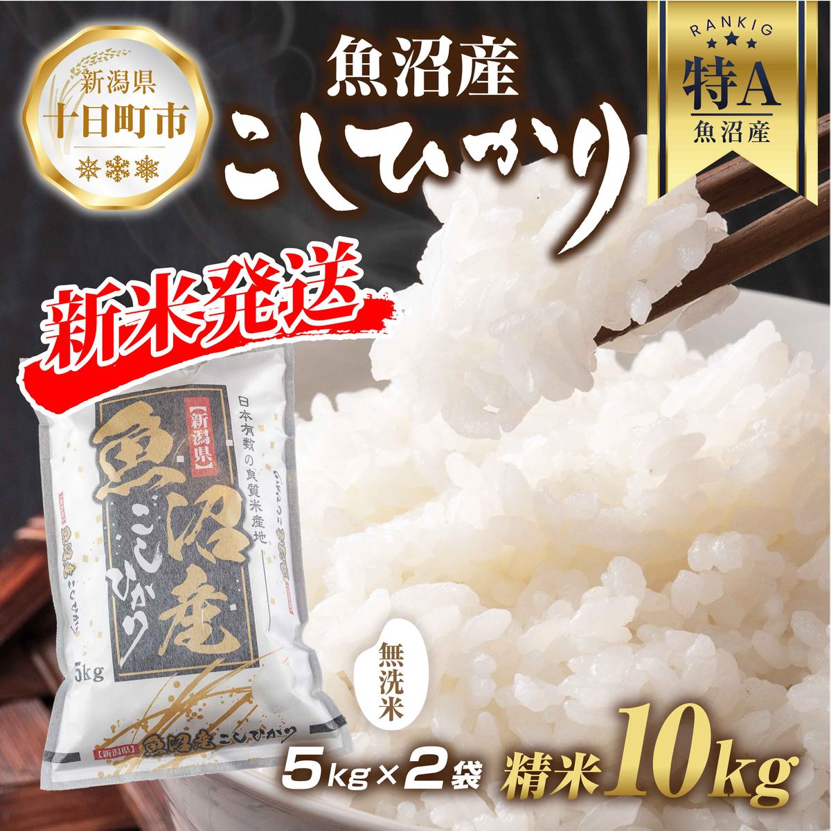 【ふるさと納税】【令和6年産 新米予約】 無洗米 魚沼産 コシヒカリ 5kg × 2袋 計10kg 新米 農家のこだわり 新潟県 十日町市 お米 こめ 白米 コメ 食品 人気 おすすめ 送料無料　【 精米 ご飯 ブランド米 銘柄米 】　お届け：2024年10月10日頃より順次発送いたします。