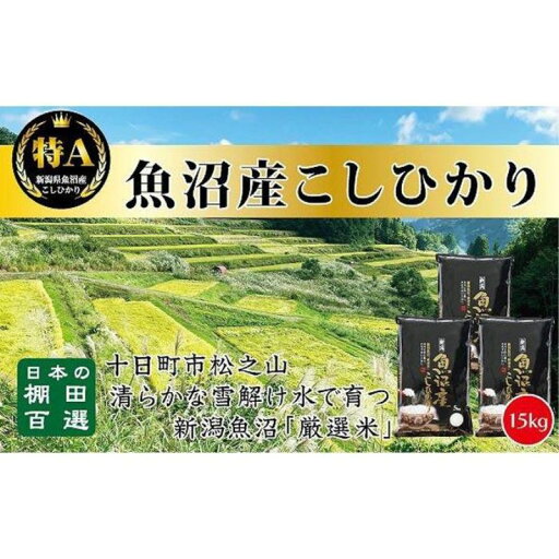 【ふるさと納税】【令和7年産新米予約】【食味鑑定士厳選】日本棚田百選のお米 天空の里 魚沼産 こしひかり 15kg(5kg×3) お届け:令和7年10月下旬(10月21日~) 【ふるさと納税】【令和7年産新米予約】【食味鑑定士厳選】日本棚田百選のお米 天空の里 魚沼産 こしひかり 15kg(5kg×3) お届け:令和7年10月下旬(10月21日~)