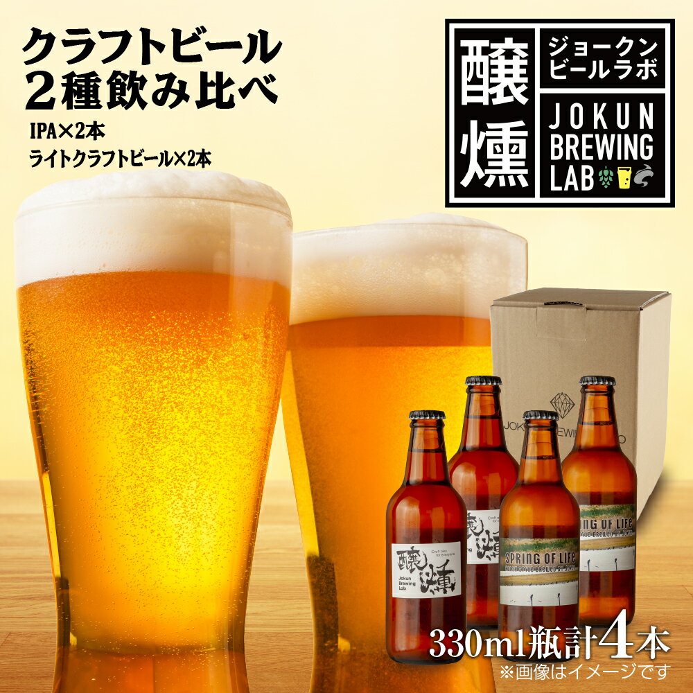 【ふるさと納税】クラフトビール 2種 330ml 計4本 IPA ライトクラフトビール ビール 地ビール 瓶ビール ペールエール エール お酒 酒 ホップ 麦芽人気 晩酌 宅飲み 家飲み 飲み比べ お取り寄せ 冷蔵 ジョークンビール 新潟県 十日町市