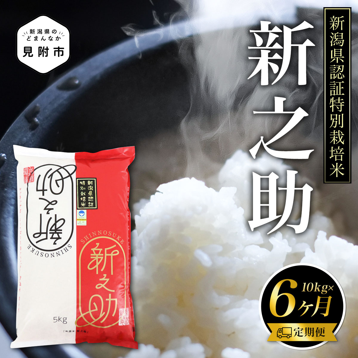 【ふるさと納税】米 新潟 令和5年産 新之助 精米 60kg ( 10kg×6カ月 ）定期便 定期便 精米 したてを お届け 新潟 のど真ん中 見附市 こしひかりより大粒 米 お米 白米 国産 ごはん ご飯 安心安全 送料無料