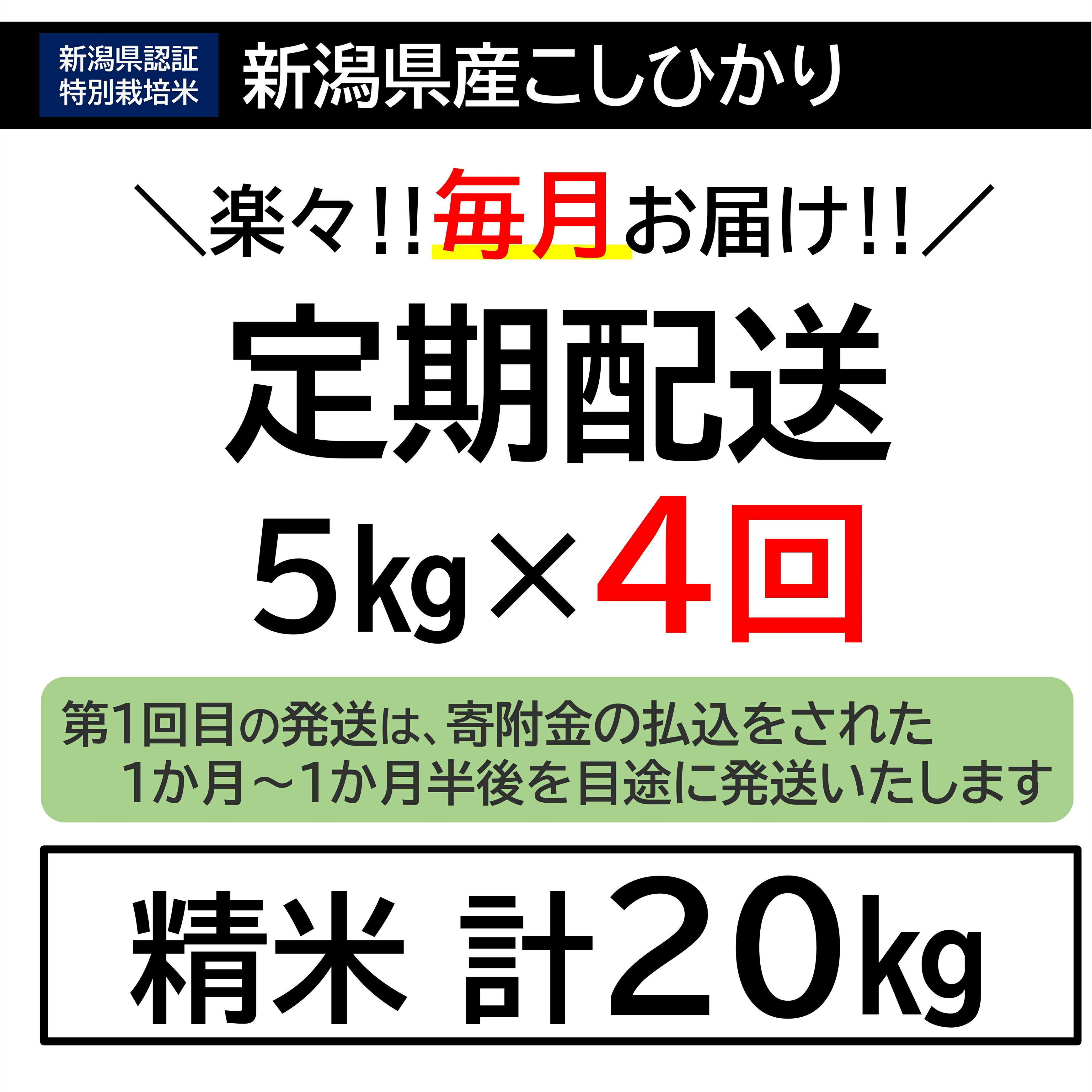 【ふるさと納税】米 合計 20kg ( 5kg×4カ月 ）定期便 新潟 特別栽培米 令和5年産 コシヒカリ 「湧水コシヒカリ」 精米 したてを お届け 新潟 のど真ん中 見附市 こしひかり 米 お米 白米 国産 ごはん ご飯 県認証米 安心安全 ブランド 品集 送料無料