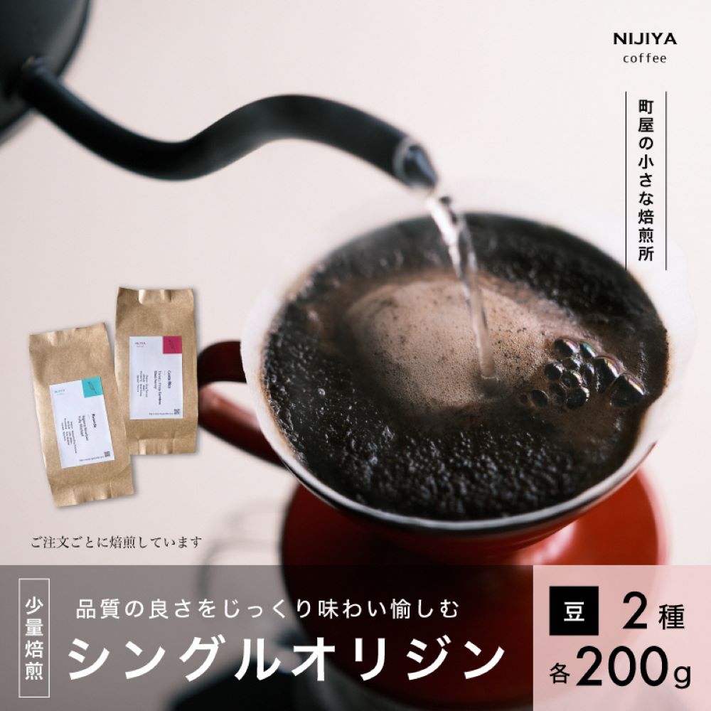 【ふるさと納税】高品質シングルオリジンコーヒー飲み比べ2種×各200g【コーヒー豆】厳選スペシャルティコーヒー 1075001 　｜　 オリジナルブレンド 自家焙煎 珈琲 コーヒー豆 珈琲豆 ブラックコーヒー coffee ドリップ ドリップパック ドリップバッグ