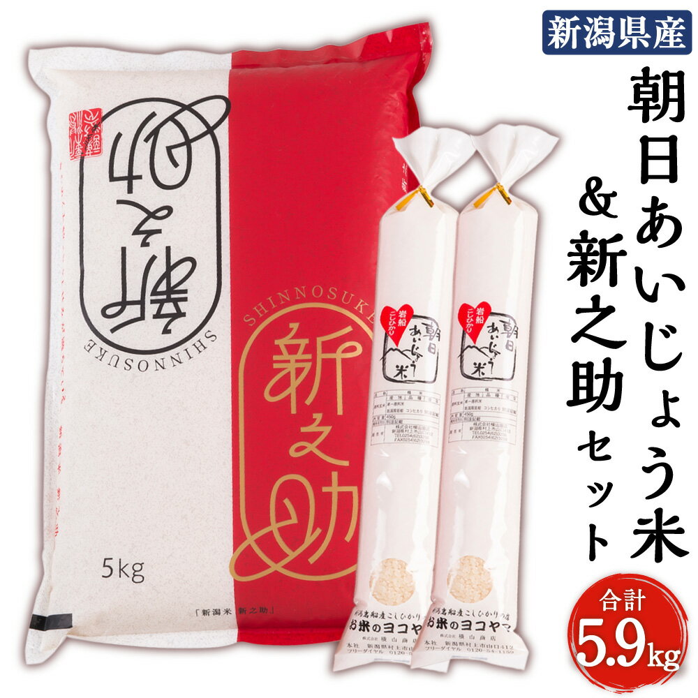 [令和5年産米]新潟県産 新之助 5kg・朝日あいじょう米スティック 450g(3合)×2セット お米 精米 白米 ご飯 ごはん 食べ比べ 村上市