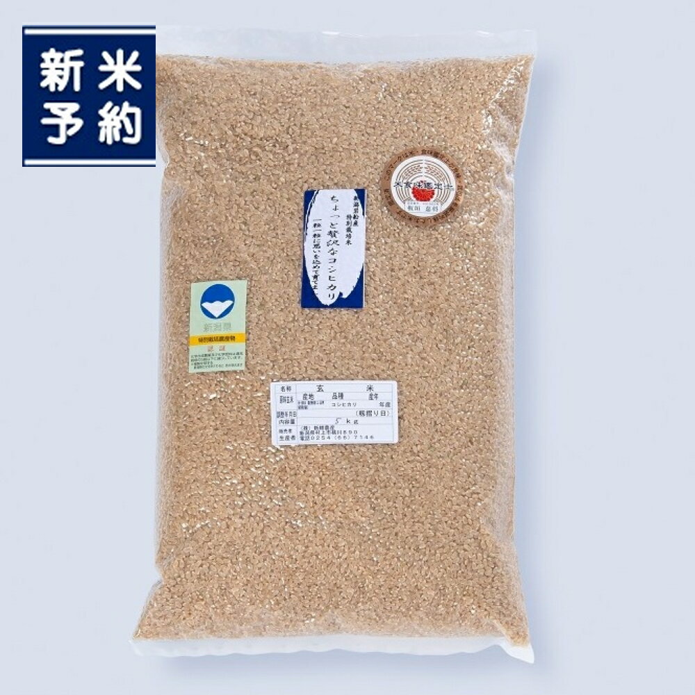 [新米受付・令和6年産米] 新潟岩船産 特別栽培コシヒカリ 玄米 5kg NA4221 | ちょっと贅沢なコシヒカリ 農家直送 お米 一等米 健康志向 食物繊維 飴色玄米 真空 食味鑑定士