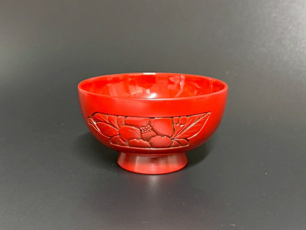 村上木彫堆朱 汁椀(椿) 伝統工芸品 漆 漆器 漆塗り ギフト 贈り物 食事 お椀 おわん 村上市 新潟県 送料無料 1062011