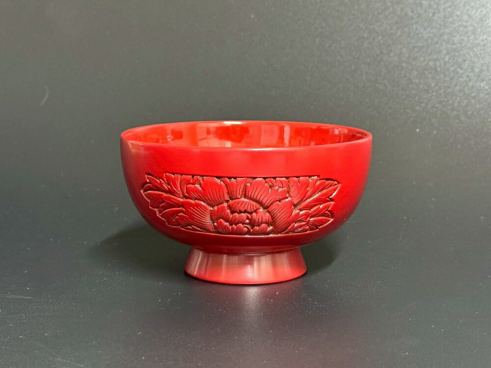 村上木彫堆朱 汁椀(牡丹) 伝統工芸品 漆 漆器 漆塗り ギフト 贈り物 食事 お椀 おわん 村上市 新潟県 送料無料 1062012