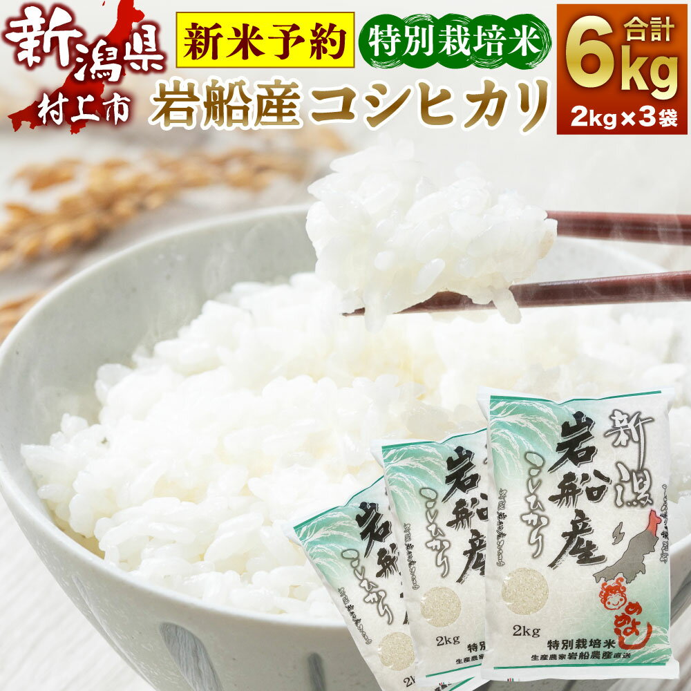 10位! 口コミ数「1件」評価「2」【新米受付・令和6年産米】特別栽培米 新潟県 岩船産 コシヒカリ 6kg 合計 6kg 2kg×3袋 米 精米 白米 ご飯 ごはん 新潟県 ･･･ 