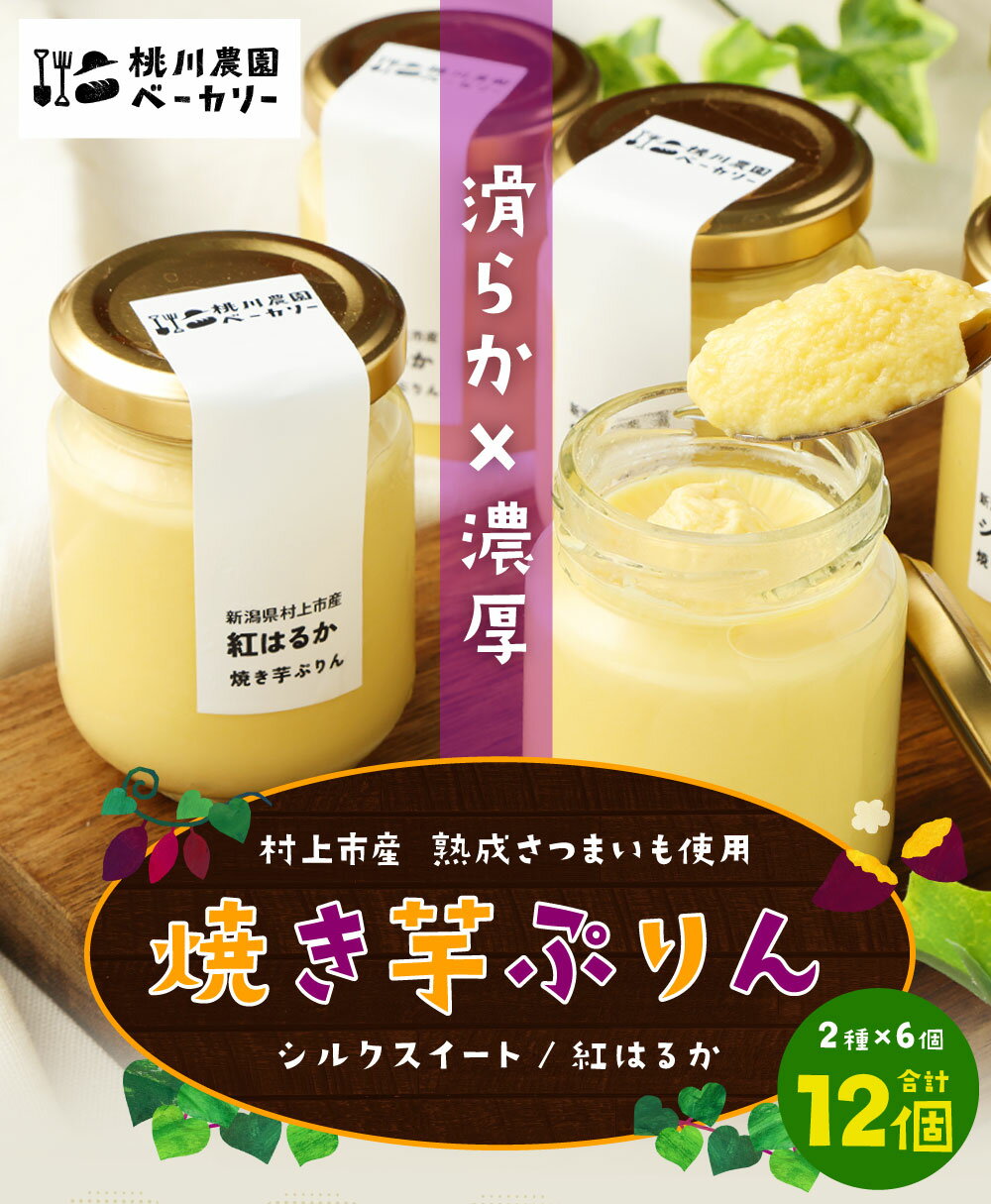 【ふるさと納税】【数量限定】【村上市産 熟成さつまいも使用】焼き芋ぷりん2種（紅はるか・シルクスイート）×6個　計12個セット プリン スイーツ お芋 お菓子 洋菓子 お取り寄せ 1040007