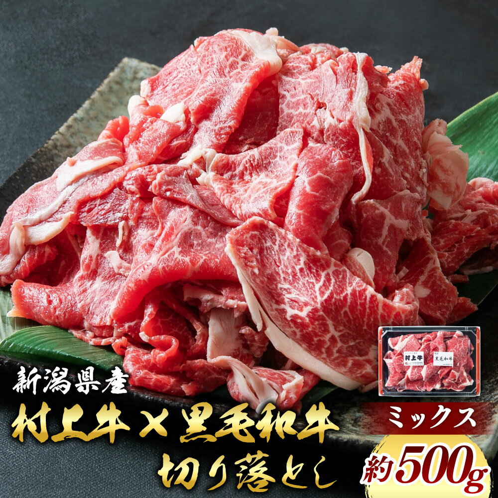 【ふるさと納税】村上牛 × 黒毛和牛 切り落とし ミックス 約500g 約2～3人前 生産者直送 にいがた和牛 冷凍 新潟県 国産 村上市 santaふぁーむ 赤身と程よい脂身のバランス1031002