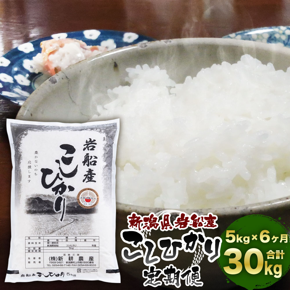 【ふるさと納税】【定期便：6ヶ月お届け】【令和5年産米】食味鑑定士板垣謹製　新潟県岩船産コシヒカリ　白米5kg×6ケ月 1039003　｜ 　毎月 届く 一等米 ツヤツヤ 農家直送 お米 食味鑑定士 低温倉庫保管