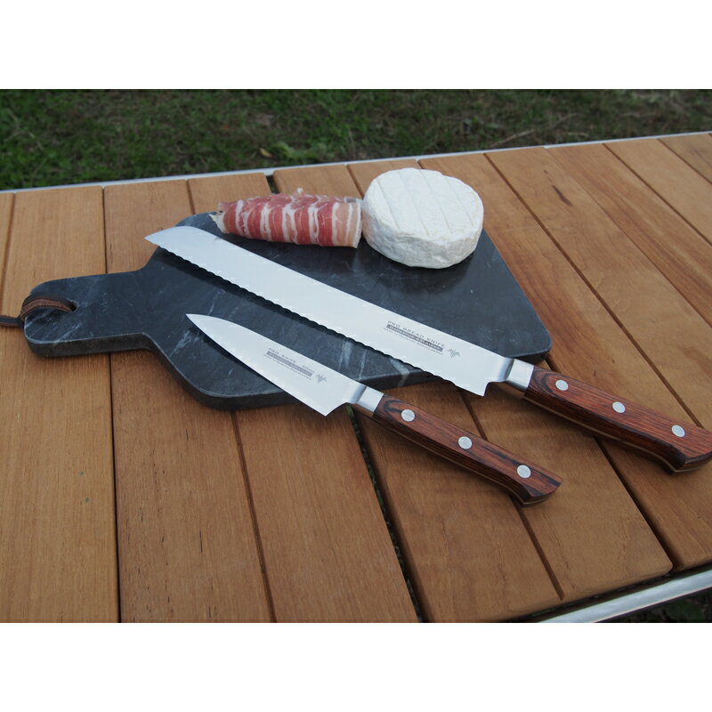 【ふるさと納税】Pro Chef Knife set A : 230mm(Bread)+90mm(P) パン切包丁 & ペティナイフ[Muthos Homura] 【330S001】【 パン切ナイフ 庖丁 キッチン用品 ダマスカス鋼 包丁セット 栃木レザー製包丁ケース アウトドア キャンプ 燕三条 新潟県 燕市 】