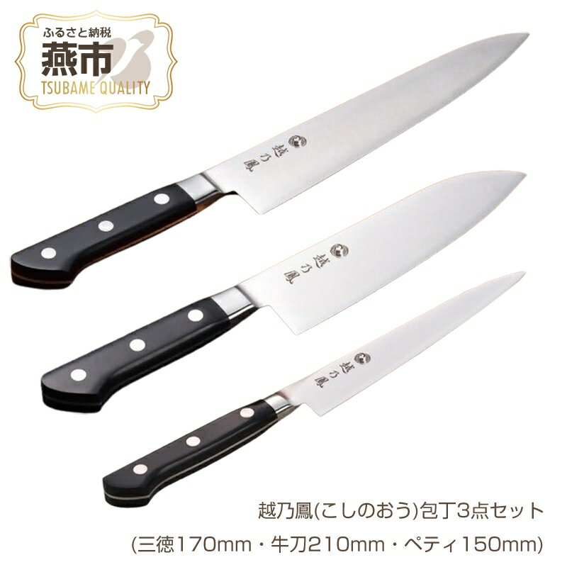 越乃鳳(こしのおう)包丁3点セット (三徳170mm・牛刀210mm・ペティ150mm)[ コバルト合金 包丁 15cm 17cm 21cm キッチン用品 燕三条 新潟県 燕市 ]