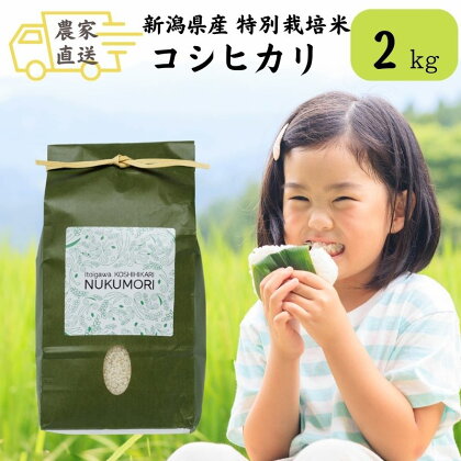 米 コシヒカリ 2kg 1袋 新潟県産 特別栽培米 ”nukumori” 甘みあふれるこしひかり 農家直送 令和5年産 プロが認めた美味しいお米 新潟県産コシヒカリ2kg 百姓や伝六 美味しい 農家自慢 甘い お米 白米 おにぎり お弁当