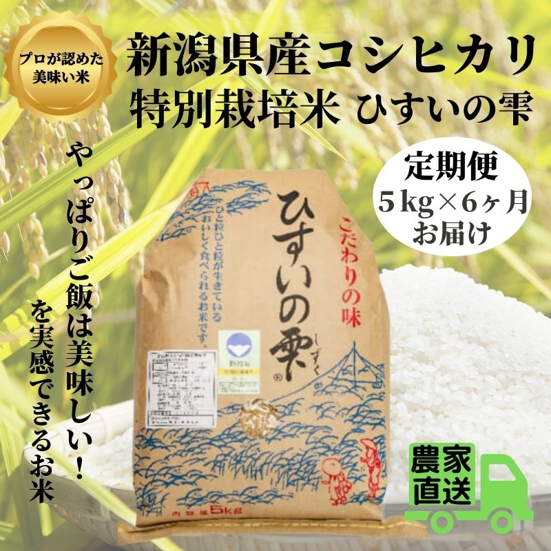 【ふるさと納税】【6ヶ月定期便】【令和5年産新米】新潟県産コシヒカリ『ひすいの雫』5kg×6ヶ月お届け(合計30kg) 新潟県産こしひかり5kg 早川の清流が育んだ美味しいお米 特別栽培米 こしひかり 農家直送 いといがわ 地元農家 お米の旨味 新潟県産コシヒカリ5kg･･･