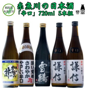 【ふるさと納税】糸魚川の日本酒「辛口」720ml 5本組 新潟県 田原酒造 池田屋酒造 加賀の井酒造 雪鶴 酔い覚めさわやかやさしい辛口 熟成辛口本醸造 謙信 加賀の井