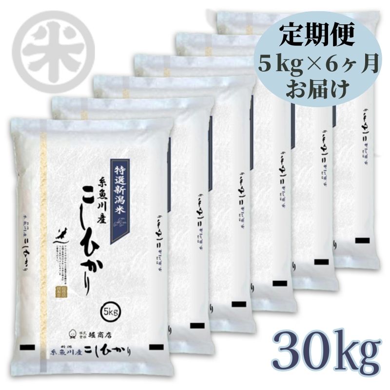 【ふるさと納税】6ヶ月定期便【 令和5年産新米】新潟県産コシヒカリ5kg(1袋)×6回 毎月お届け 計30kg 名水と翡翠の郷糸魚川 厳選産地米 おもたせ 贈答 内祝 御祝 御中元 御歳暮 gift kome niigata itoigawa koshihikari 新潟コシヒカリ5kg 新潟米 精米 白米 おにぎり お弁当･･･