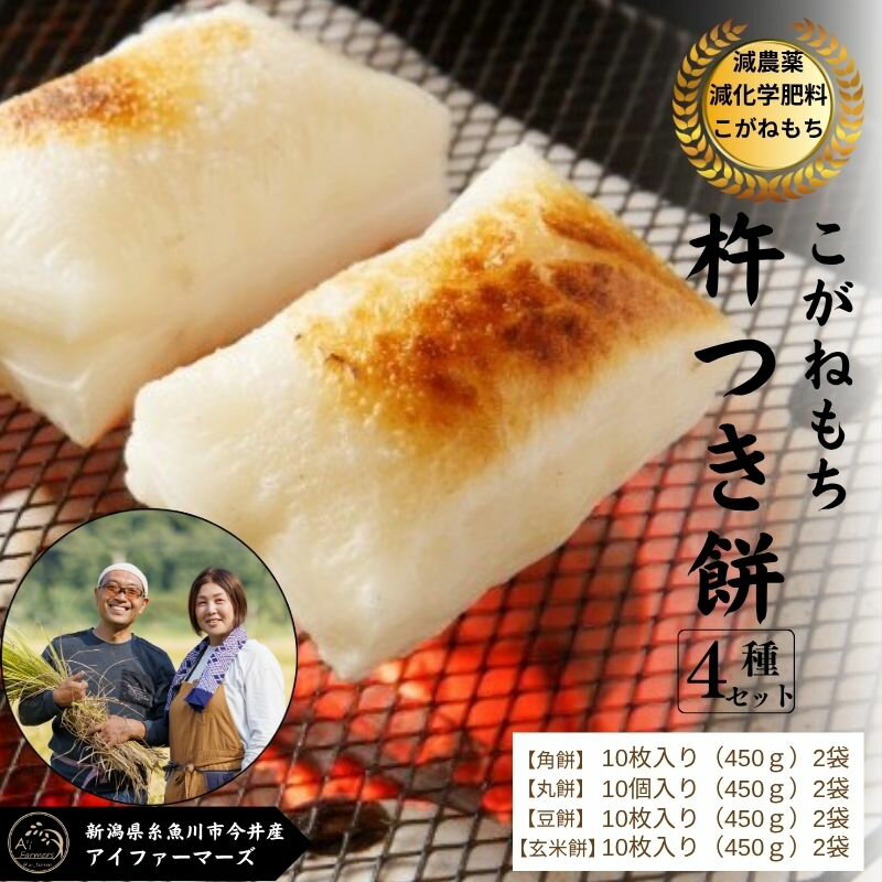 【ふるさと納税】新潟県産 こがねもち「杵つき餅」4種セット3.6kg 【12月25日入金分まで年内発送】白角餅2袋/白丸餅2袋/豆餅2袋/玄米餅2袋 各1袋10...