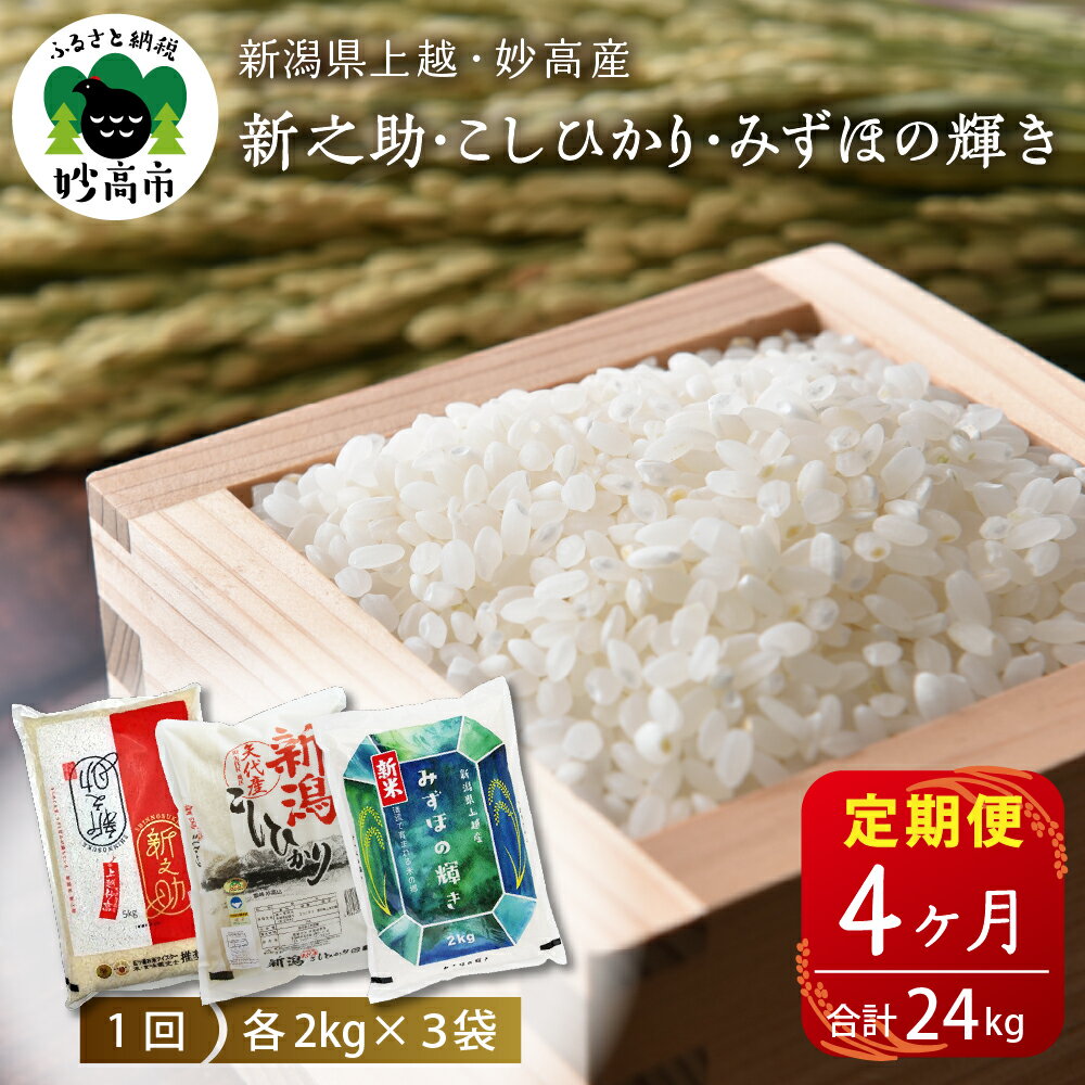 【ふるさと納税】米 定期便 新之助 こしひかり みずほの輝き 各2kg 計6kg×4...