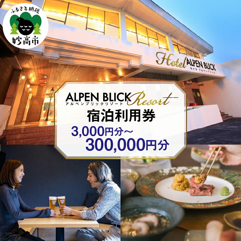 アルペンブリックリゾート 宿泊利用券 選べるご利用金額 ( 3,000円分〜300,000円分 )/ 宿泊 宿 リゾートホテル ホテル 和モダン 天然温泉 宿泊券 旅行 トラベル 旅 家族 ファミリー カップル 友達 友人 新潟県 妙高市