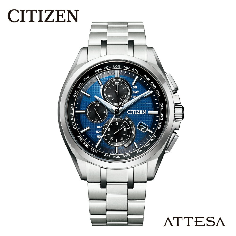 【ふるさと納税】【CITIZEN】 アテッサ AT8040-57L シチズン 腕時計 メンズ シルバー ネイビー 光発電...