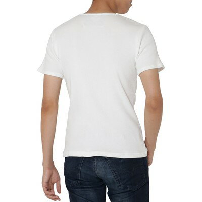 【ふるさと納税】コットンリブヘンリーネック半袖Tシャツ(メンズ)ホワイト・M【1204062】