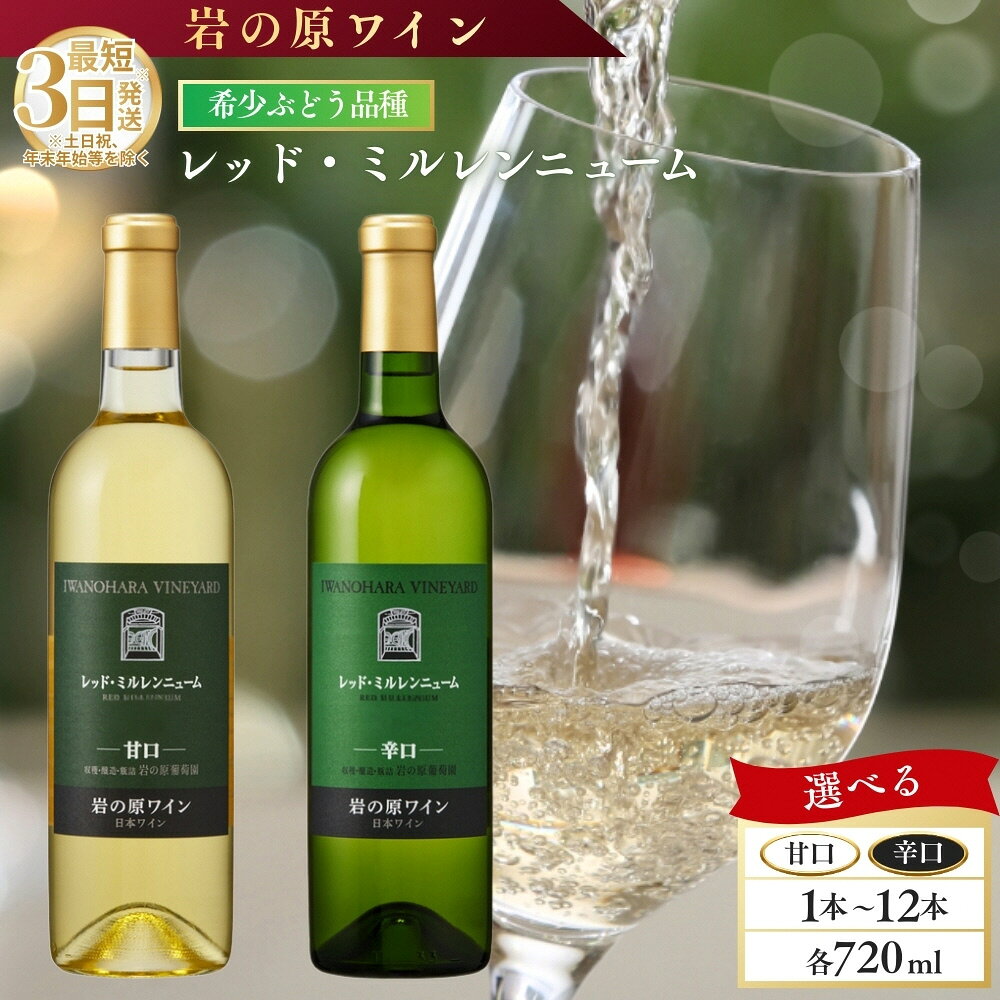 【ふるさと納税】ワイン 岩の原ワイン レッド・ミルレンニューム 1本 2本 3本 6本 12本 720ml 希少ぶどう品種 甘口 辛口 お酒 希少 ぶどう 岩の原 新潟 上越 最短3日で発送　お届け：入金確認後、順次発送いたします。