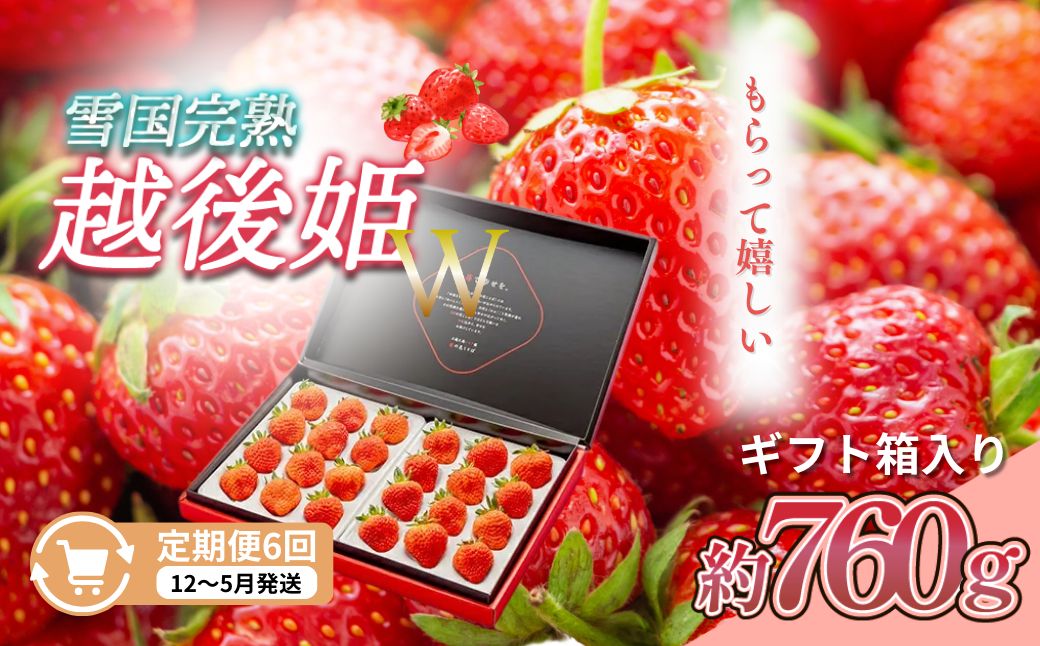 【ふるさと納税】定期便 6回【12～5月発送】いちごの定期配送 雪国完熟いちご越後姫 ダブル（約760g×全6回） 越後姫 いちご　お届け：12月～5月の月1回お届けいたします。