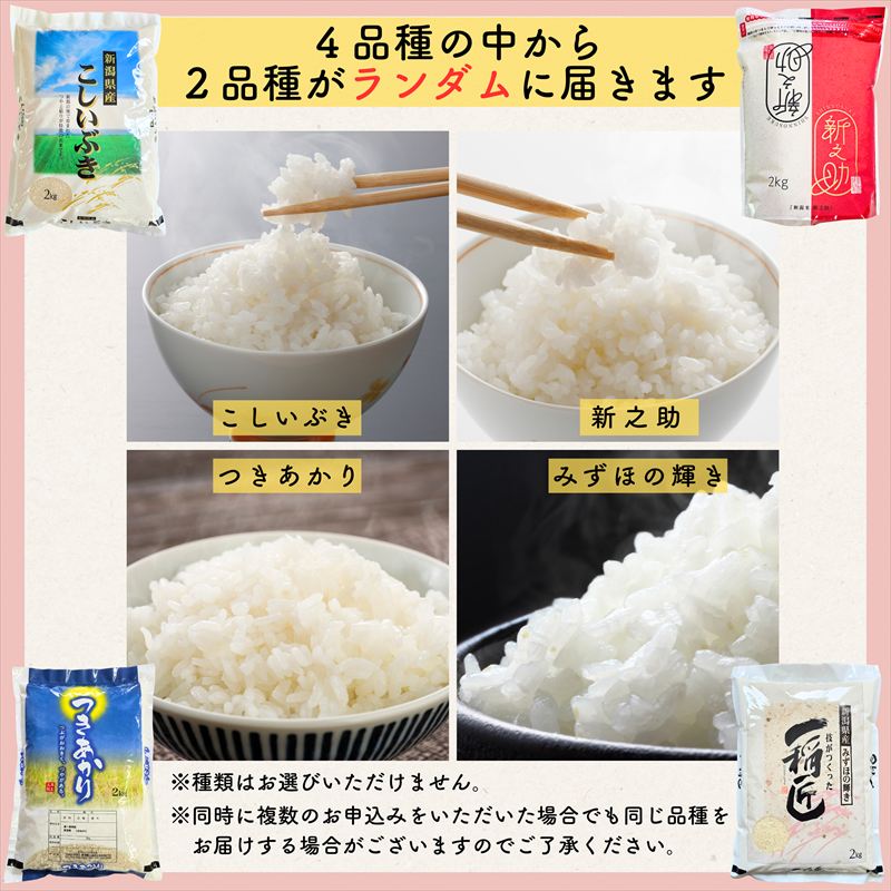 【ふるさと納税】令和7年産 新潟県上越市産米 食べ比べ 9kg 【コシヒカリ 5kgと2kg×2品種】 米 新之助 こしいぶき つきあかり みずほの輝き ランダム おまかせ 精米 限定 米ヴィレッジさんわ セット　お届け：指定月の下旬に発送いたします。 f152226-joetsu-10003072 新潟県上越市 サンプル画像3