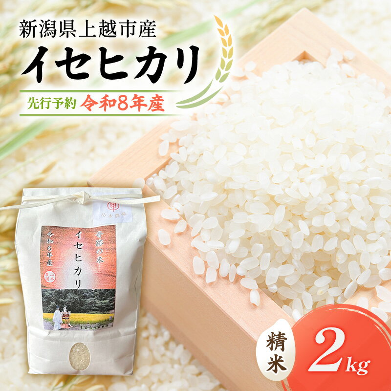 先行予約 令和8年 新潟県上越市産 奇跡のお米 イセヒカリ (特別栽培米)|2kg 2キロ 米 お米 いせひかり 山本農園 ご飯 精米 新潟 上越 お届け:2026年10月中旬〜12月下旬まで