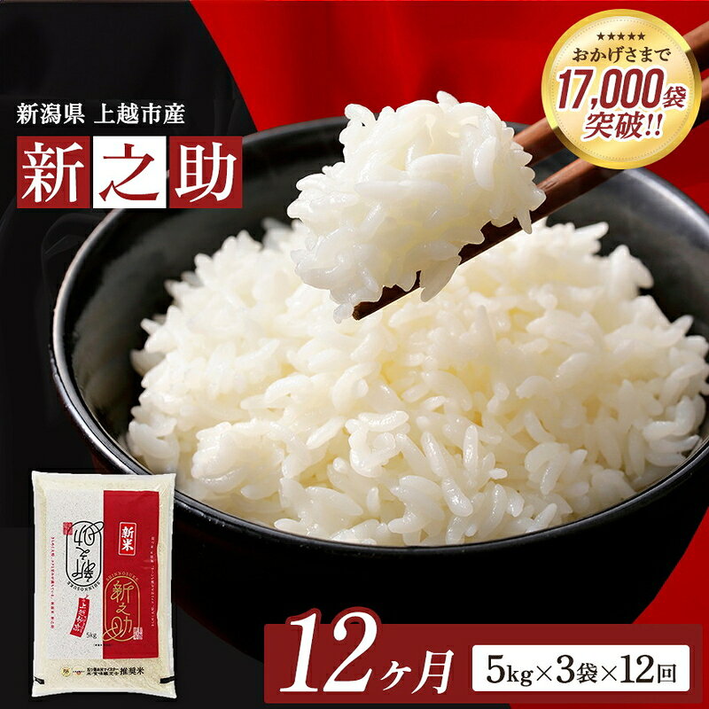 【ふるさと納税】9月開始 新之助 無洗米 新潟県 上越産 15kg (5kg×3) 12か月 定期便 しんのすけ 五つ星お米マイスターのいるお店 お米 精米 米 ご飯 大黒屋商店　お届け：2026年9月上旬～2027年8月下旬 f152226-joetsu-10003321 新潟県上越市 パッケージ画像