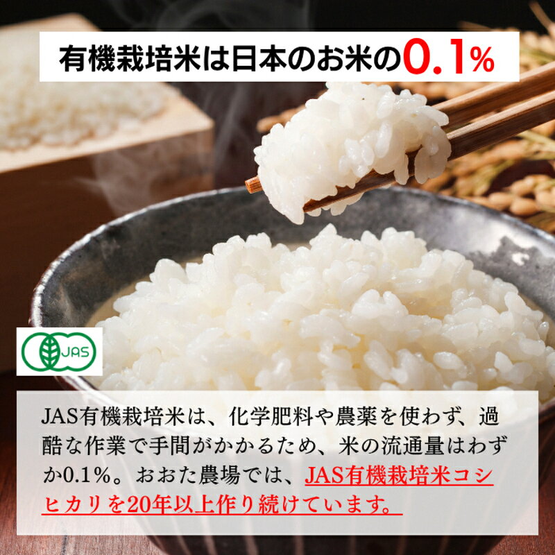 【ふるさと納税】令和8年産 新潟県上越産 有機栽培米 コシヒカリ 10kg 10キロ（5kg×2）【無洗米】 JAS有機栽培 こしひかり 新米 おおた農場 上越市　お届け：寄附入金確認後、順次発送 f152226-joetsu-10003562 新潟県上越市 サンプル画像2