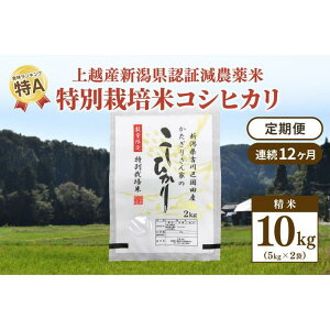 【ふるさと納税】「12カ月連続発送定期便」新潟県認証減農薬米／特別栽培米コシヒカリ 精米10kg（5...