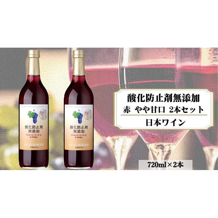 岩の原ワイン 酸化防止剤無添加 赤 やや甘口 2本セット | お酒 さけ 人気 おすすめ 送料無料 ギフト