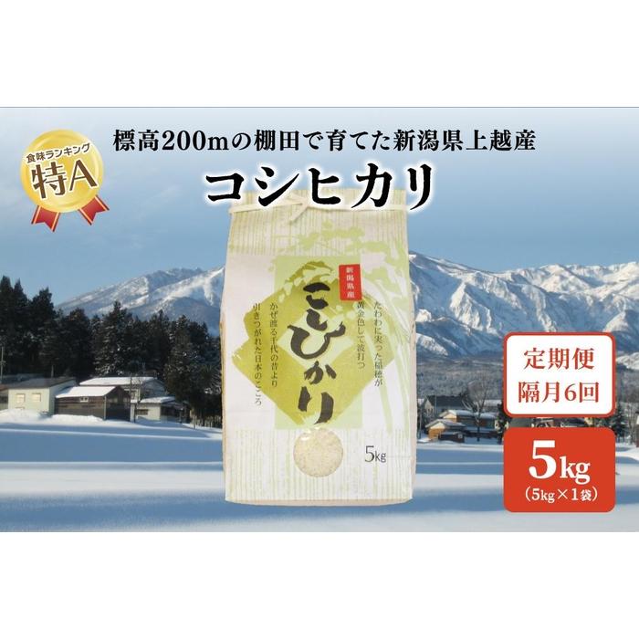 【2ヵ月毎定期便】標高200mで育てた棚田米|新潟県上越市中郷産・従来種コシヒカリ精米5kg全6回 | お米 こめ 白米 食品 人気 おすすめ 送料無料